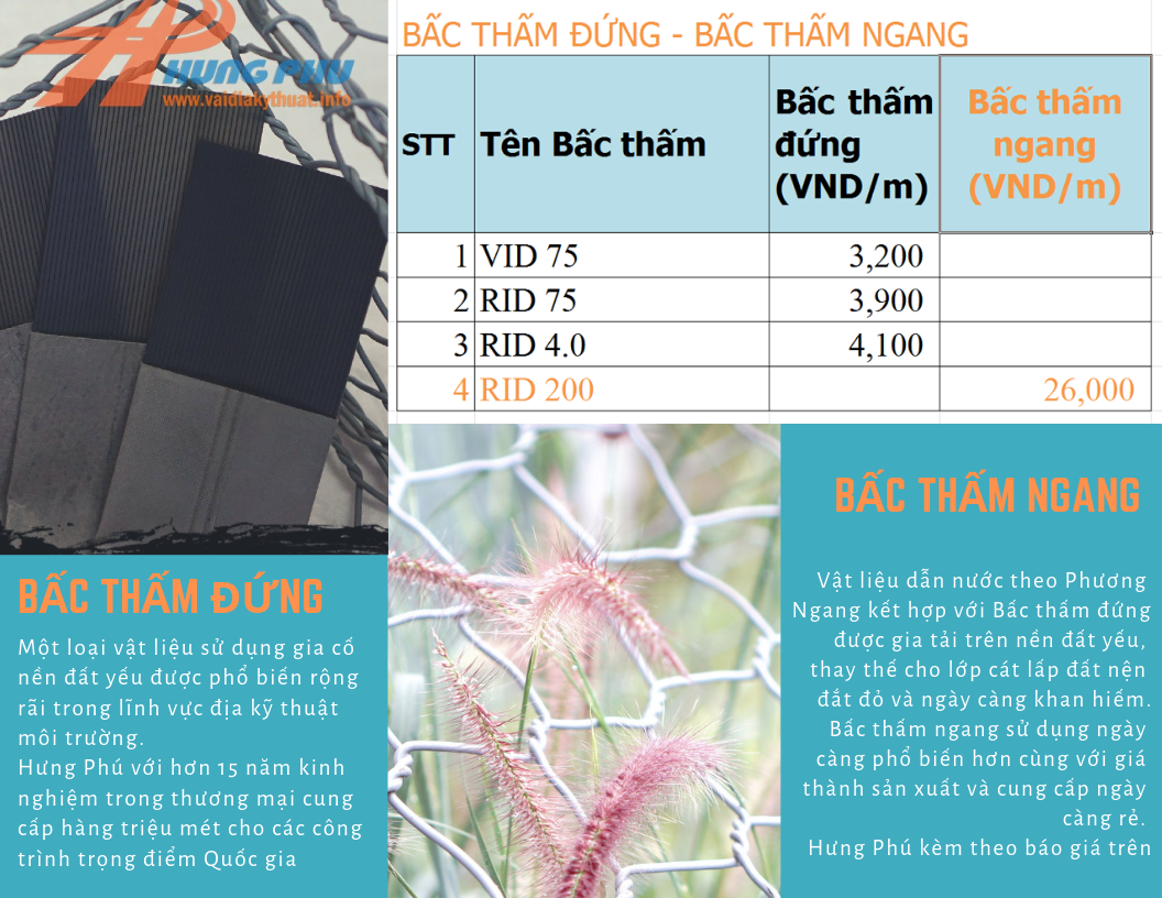 Báo giá bấc thấm đứng