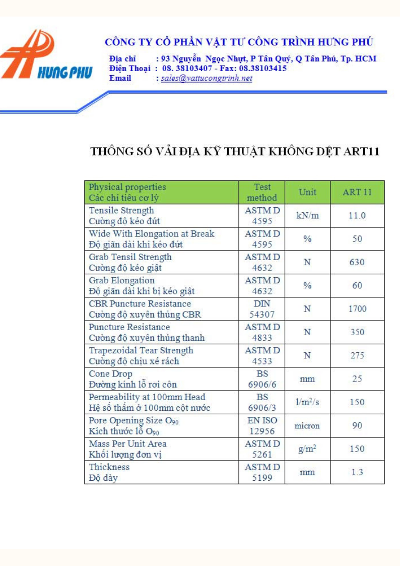 Tiêu chuẩn vải địa kỹ thuật TCVN9844:2013 và những thông số kỹ thuật trong thí nghiệm