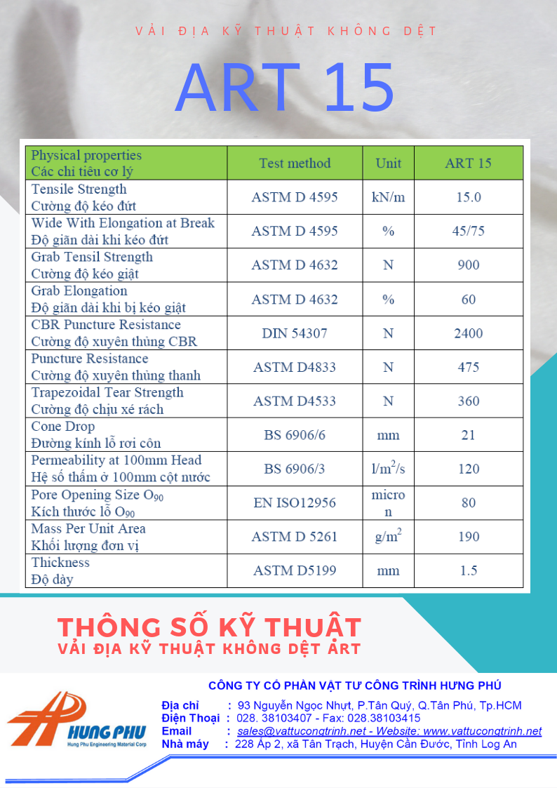 Vải địa kỹ thuật ART15