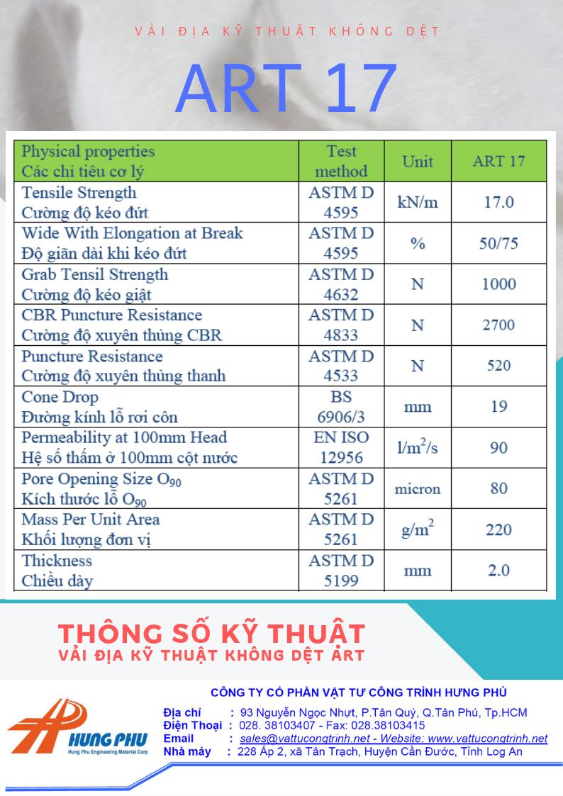Vải địa kỹ thuật ART17