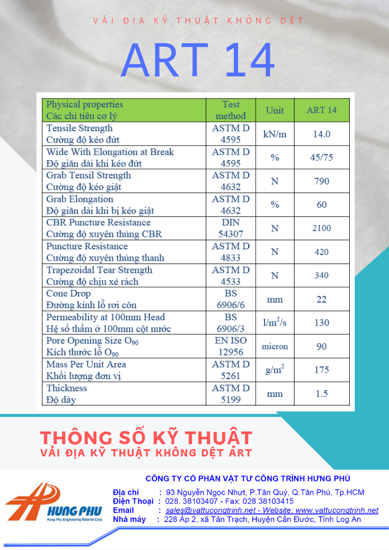 Vải địa kỹ thuật ART14