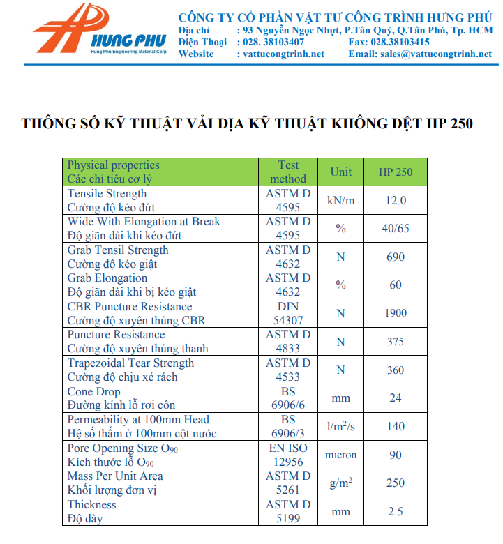 Vải địa kỹ thuật san lấp mặt bằng