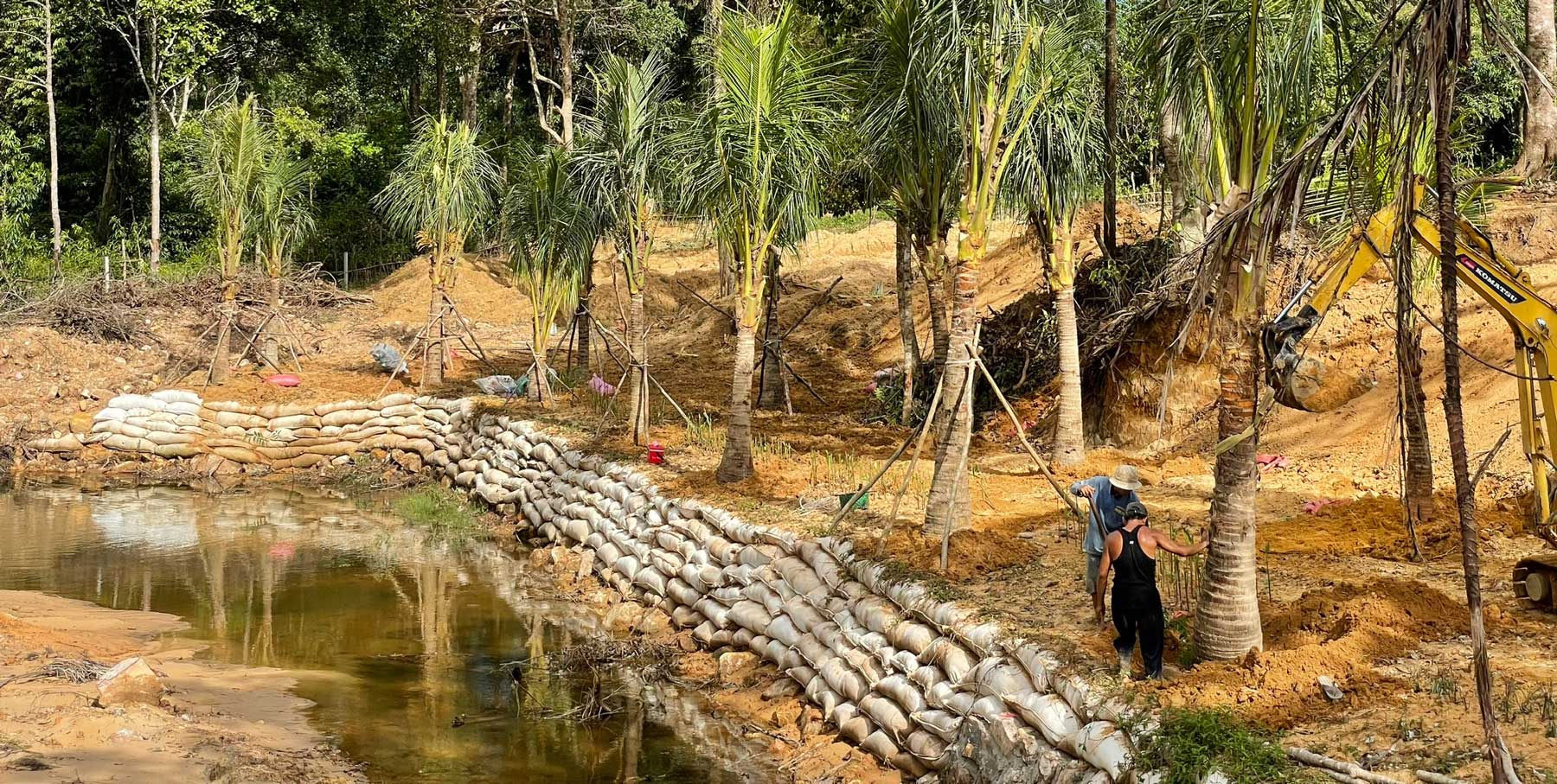 Thi công túi vải địa kỹ thuật 