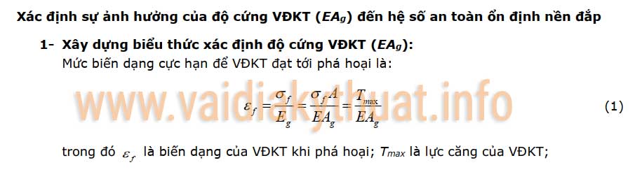 Độ cứng vải địa kỹ thuật cường độ cao ảnh hưởng đến hệ số an toàn ổn định nền đường đắp cao tốc